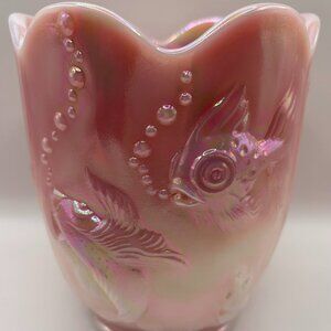 Fenton Iridescent Peachalene Atlantis Vase, Vintage